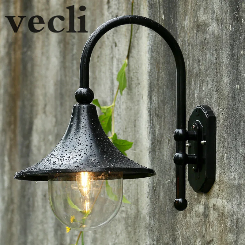 Большой динамик настенный светильник, водонепроницаемый сад открытый настенный светильник - Испускаемый цвет: black