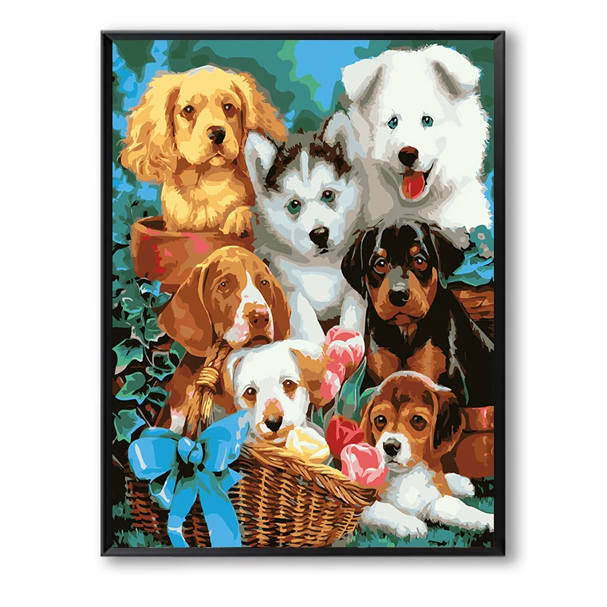 Canvas Painting By Numbers Dogs Collection DIY Painting Coloring By