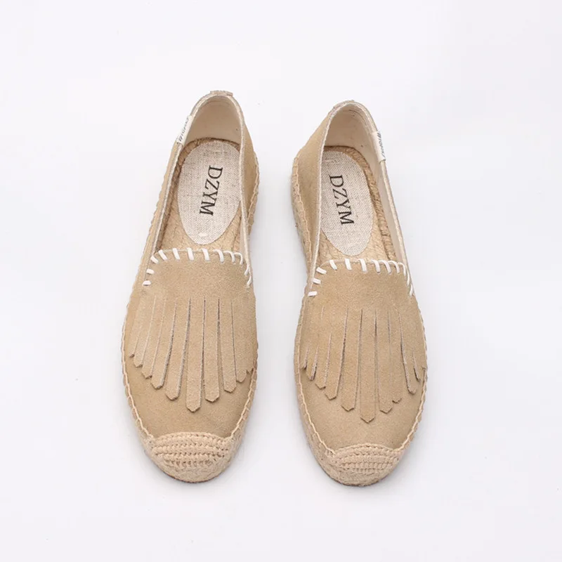 Женские холщовые Эспадрильи с бахромой на плоской платформе|tassel loafers|canvas