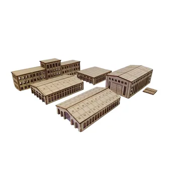 

5pcs 1/350 Factory Building Set Warship Harbor Scene DIY Wooden Assembly Model For age 12+