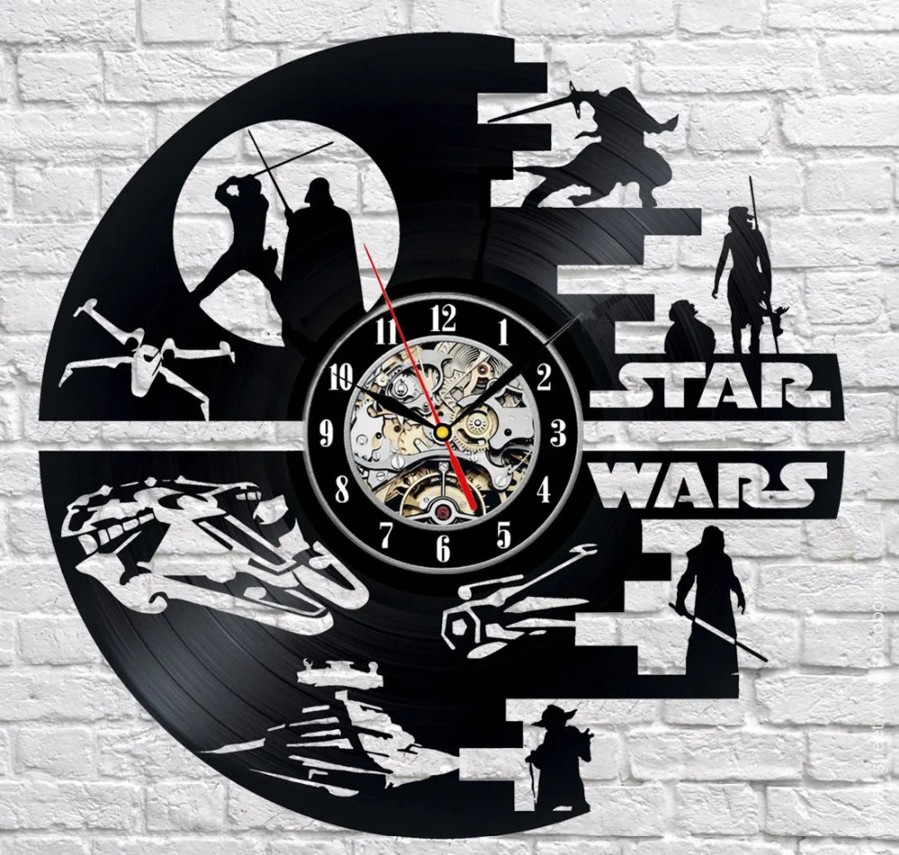 Creative Clock CD Vinyl Record Wall Clock STAR WARS Home Decor 3D