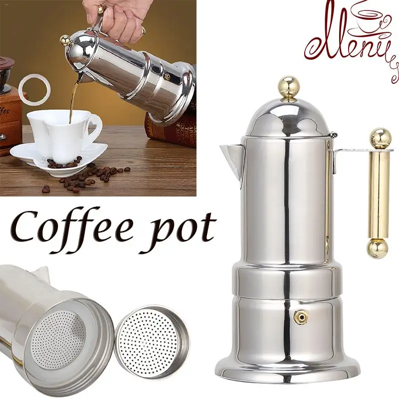 Stainless Steel Coffee Pot Moka Coffee Maker Teapot Mocha Stovetop Tool