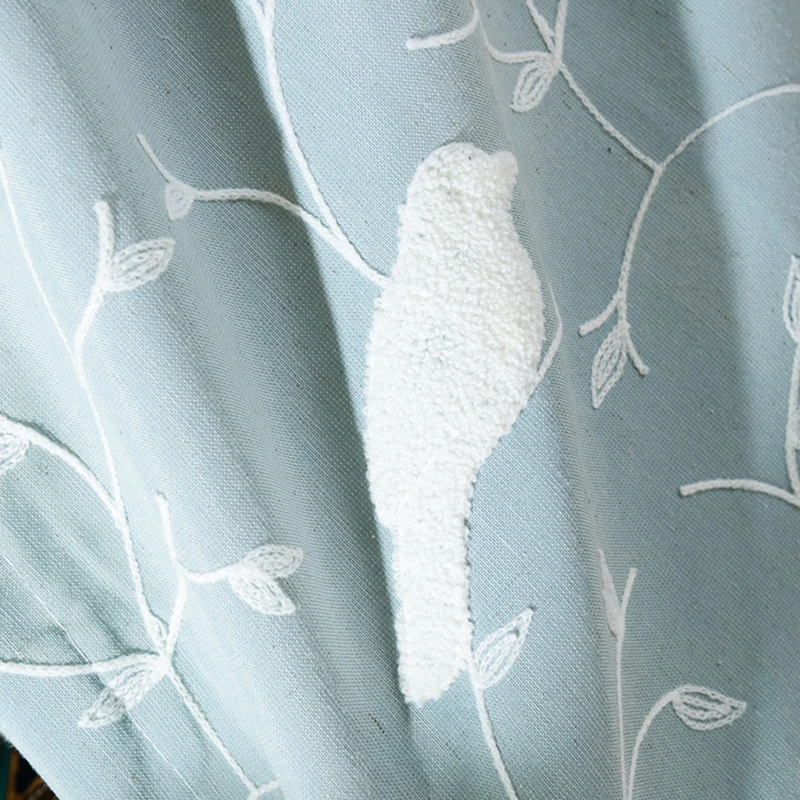 

2*2.6m Curtains 3d Pattern Embroidered Bird Curtains For Living Room Cortinas Woolen Jacquard Blackout Window Curtain Tulle 1Pcs