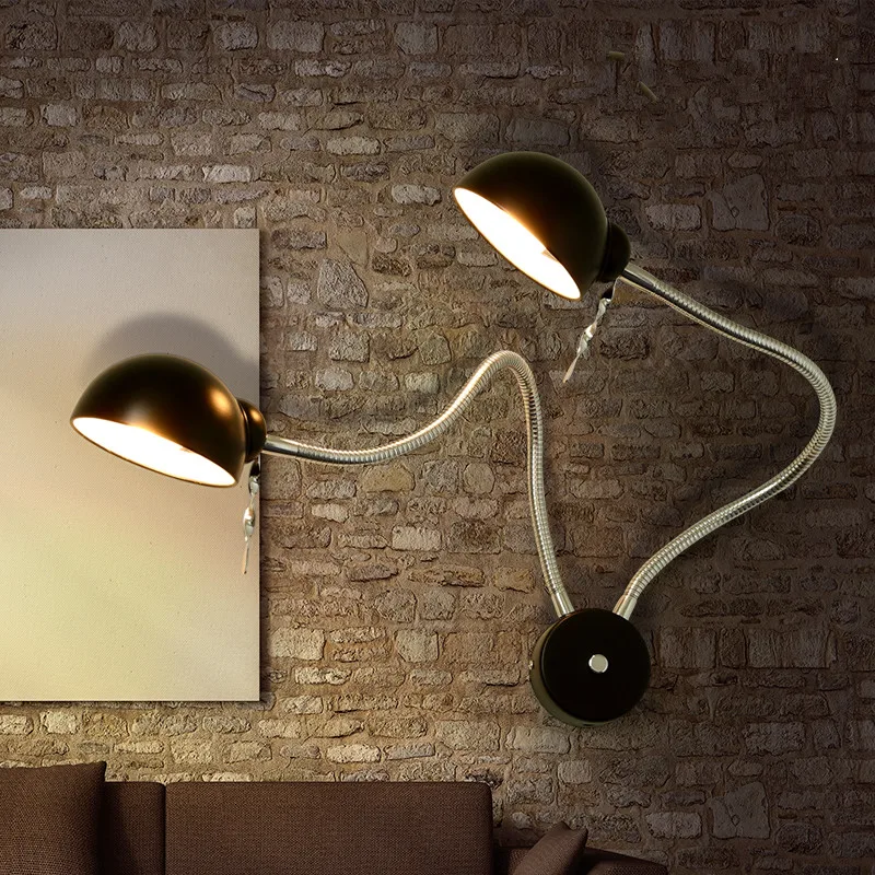 

Black/chrome Nordic Minimalist Led Wall Lamp Bedroom Bedside Lamp hallway Modern Double Rocker Reading Walls Lights