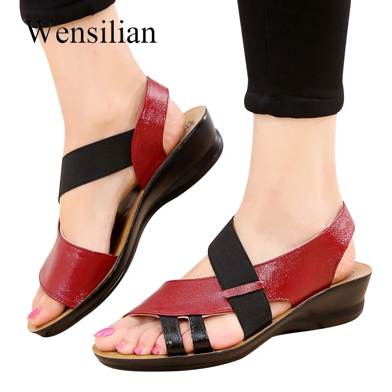 Summer Sandals Women 2018 Ladies Flat Sandals Slip-On Shoes Leather Women Peep Toe Shoes Soft Female Slippers Sandalias Mujer Summer Sandals Women 2018 Ladies Flat Sandals Slip-On Shoes Leather Women Peep Toe Shoes Soft Female Slippers Sandalias Mujer