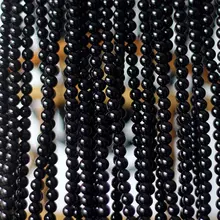 Cuentas redondas de piedras naturales para hacer pulseras, cuentas de ágata negras lisas, fabricación de joyas, 3MM, 4MM, 6MM, 8MM, tamaño a elegir 15