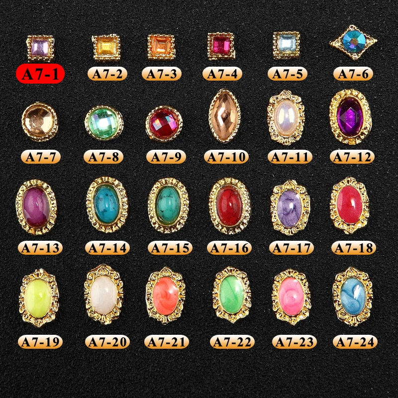 

NEW 2017 Bow 100Pcs/lot Luminous Artificial Gem 3D Nail Art Decoration Sticker Alloy Edge Manicure *Free Shipping* A7-1-24