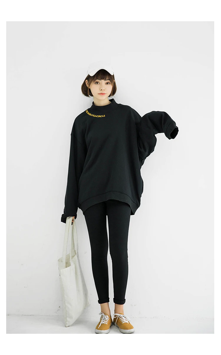 Tracksuits Women Hoodies Turtleneck Sweatshirts 2018 Autumn Winter Pullover Female Student letters Harajuku Retro BF Style Hoodies