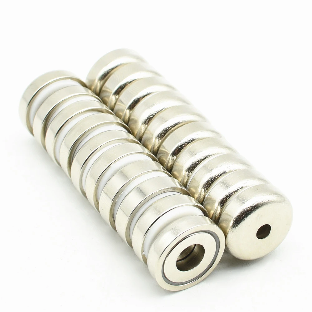 

6pcs Garage Magnet Diameter 16mm 6KG Pull Pot Magnets with Screws Countersunk Hole Neodymium NdFeB Key Hanger Tools Organizer