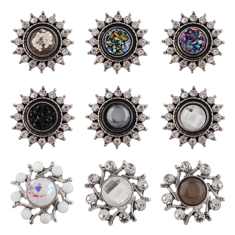 

Partnerbeads 10PCS Wholesale New Crystal Flower Button 18mm Charm Bracelets Women Jewelry Special Design Rhinestone Beads KC9719