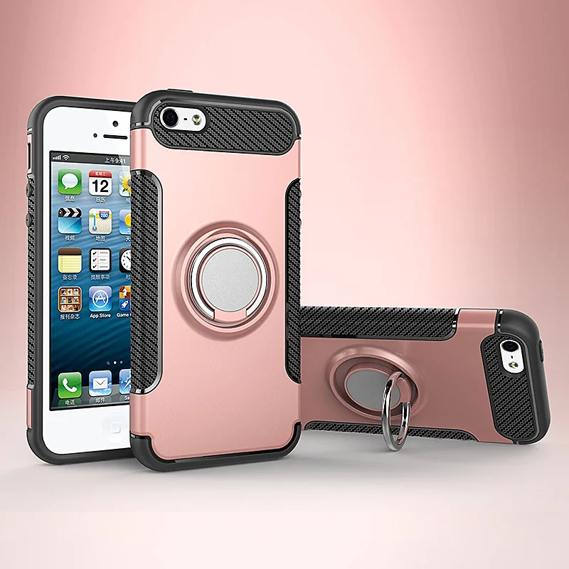 Fashion Case For iPhone 6 s 6S 7 7S 8 Plus X 10 5 5S 5SE ihone 6Plus 6SPlus 7Plus 8Plus Cell Phone Metal magnetic bracket Cover