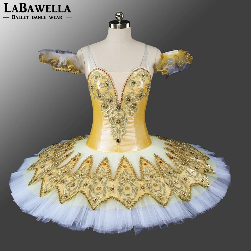 performance competition professional tutus BT9132E adult classical gold White pancake platter tutu costume ballerina Dresses