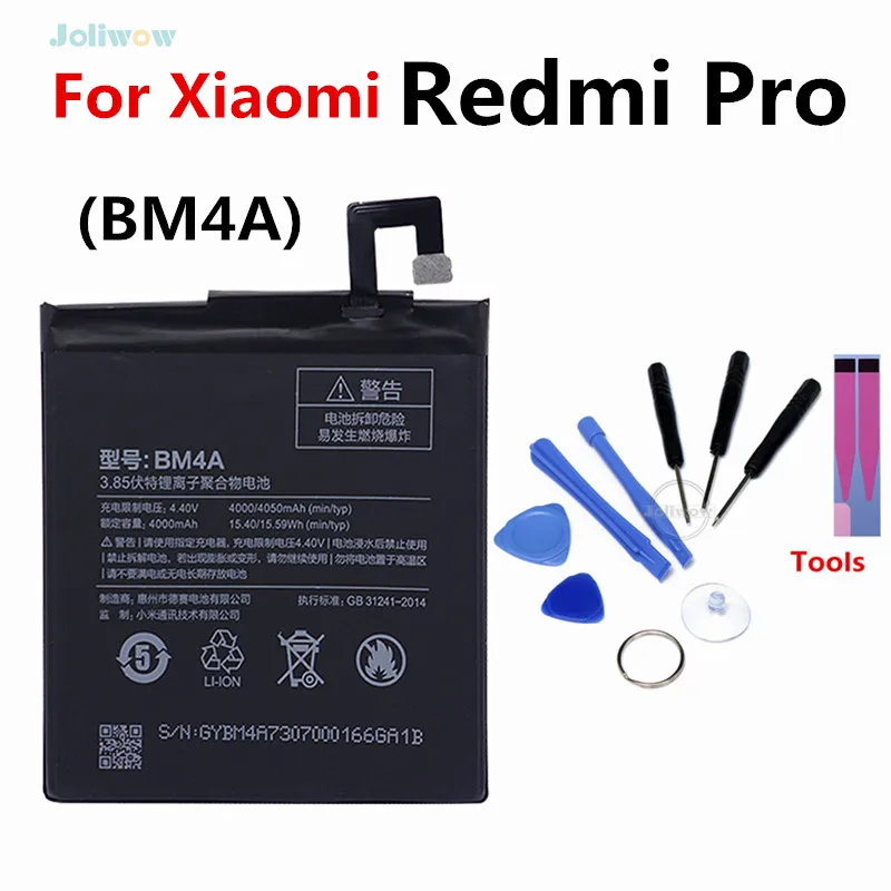 

For xiaomi BM4A Battery 4000mAh Replacement Authentic Phone Batteries for Xiaomi Hongmi Redmi Pro Battery Replacement