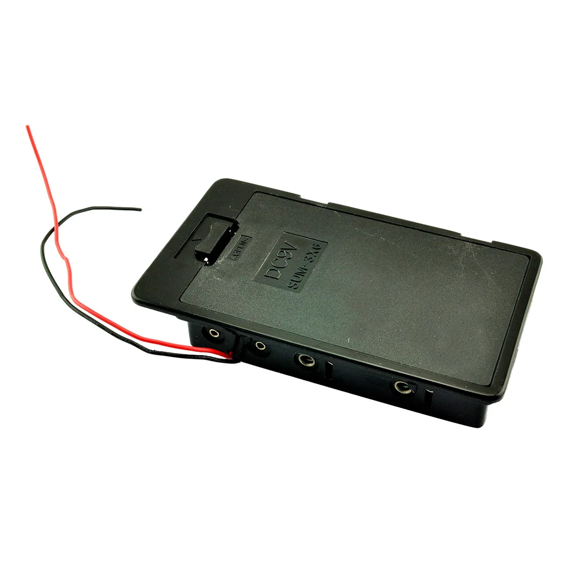 

2 Pcs Black Plastic Battery Holder Case Wired w Cover for 6 x AA 9V