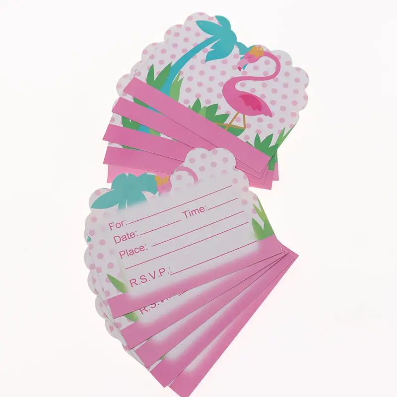 

Flamingo 10pcs Cartoon Party Invitation Card Children's Birthday Christmas Event Party Supplies Party Decoration for children