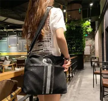 

New style water-proof nylon sequined mesh bag, fashionable one-shoulder bag, recreational bag, oblique bag ladies bag, 2019