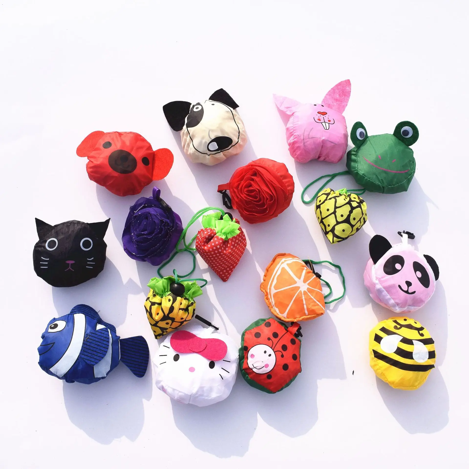 

Mini Storage Bag Eco Friendly Plastic Bag Foldable Handbag Reusable Bags Market Vegetable Fruit Small Bag Hanging Organizer