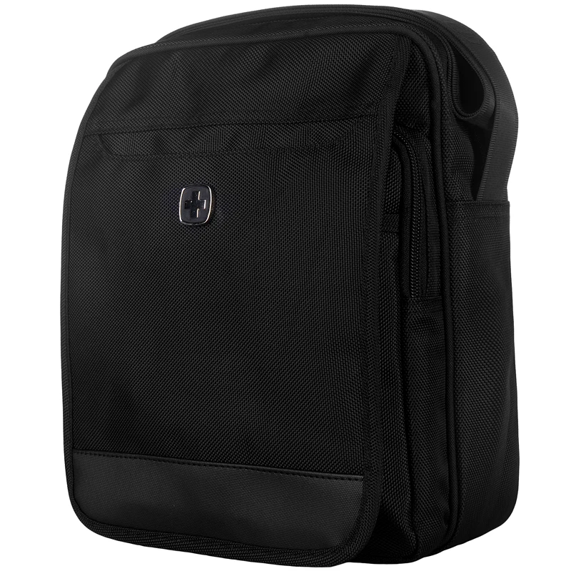 

Swiss Men Designed High Quality Waterproof Men's shoulder message gear bags small solid black Business Cross body Bag