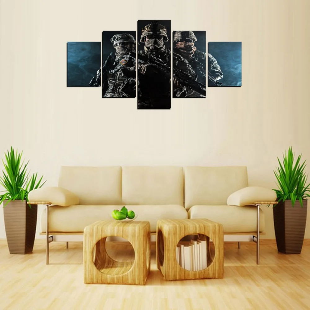 5 Panels Canvas Print HD Picture Counter Strike Painting On Canvas Wall