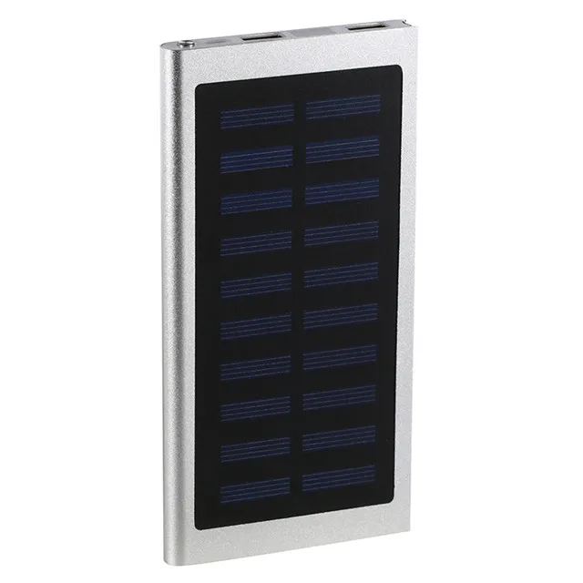 Солнечный внешний аккумулятор 30000 мАч, внешний аккумулятор, 2 USB светодиодный внешний аккумулятор, портативный мобильный телефон, солнечное зарядное устройство для Xiaomi Mi iphone XS 8plu - Цвет: Серебристый