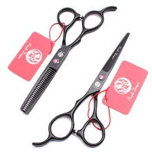 Mão esquerda 6 black black preto barbeiro cabeleireiro tesouras de corte desbaste tesoura profissional tesoura de cabelo dropshipping z8001