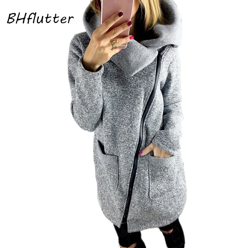 BHflutter 4XL 5XL размера плюс зимняя женская куртка модная повседневная верхняя одежда с длинным рукавом и отложным воротником пальто chaqueta mujer