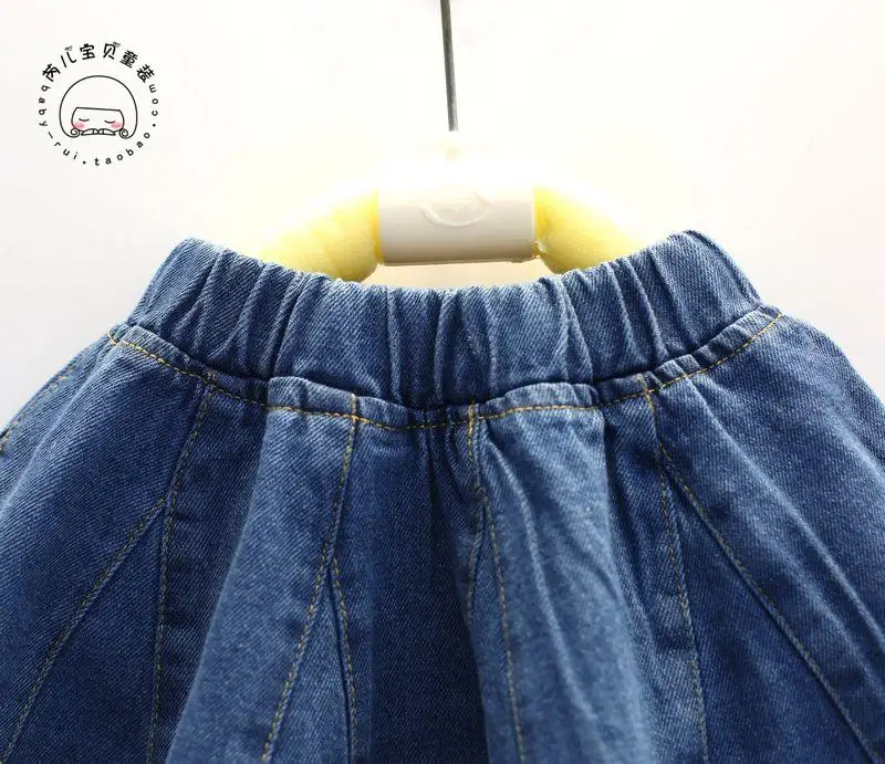 Algodão da Menina das Crianças Saias para a Primavera Roupa dos Miúdos Denim Verão Frisado Calça Jeans Saias Meninas 3 Mamãe e Bebê