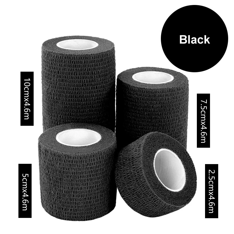 1 rolls black 1 шт., 2,5-15 см, ПЭТ эластичный бинт, нетканый, когезивный, медицинская терапия, самоклеющаяся повязка, лента для пальцев, суставов, обертывание, инструмент для первой помощи - Цвет: 1 rolls black