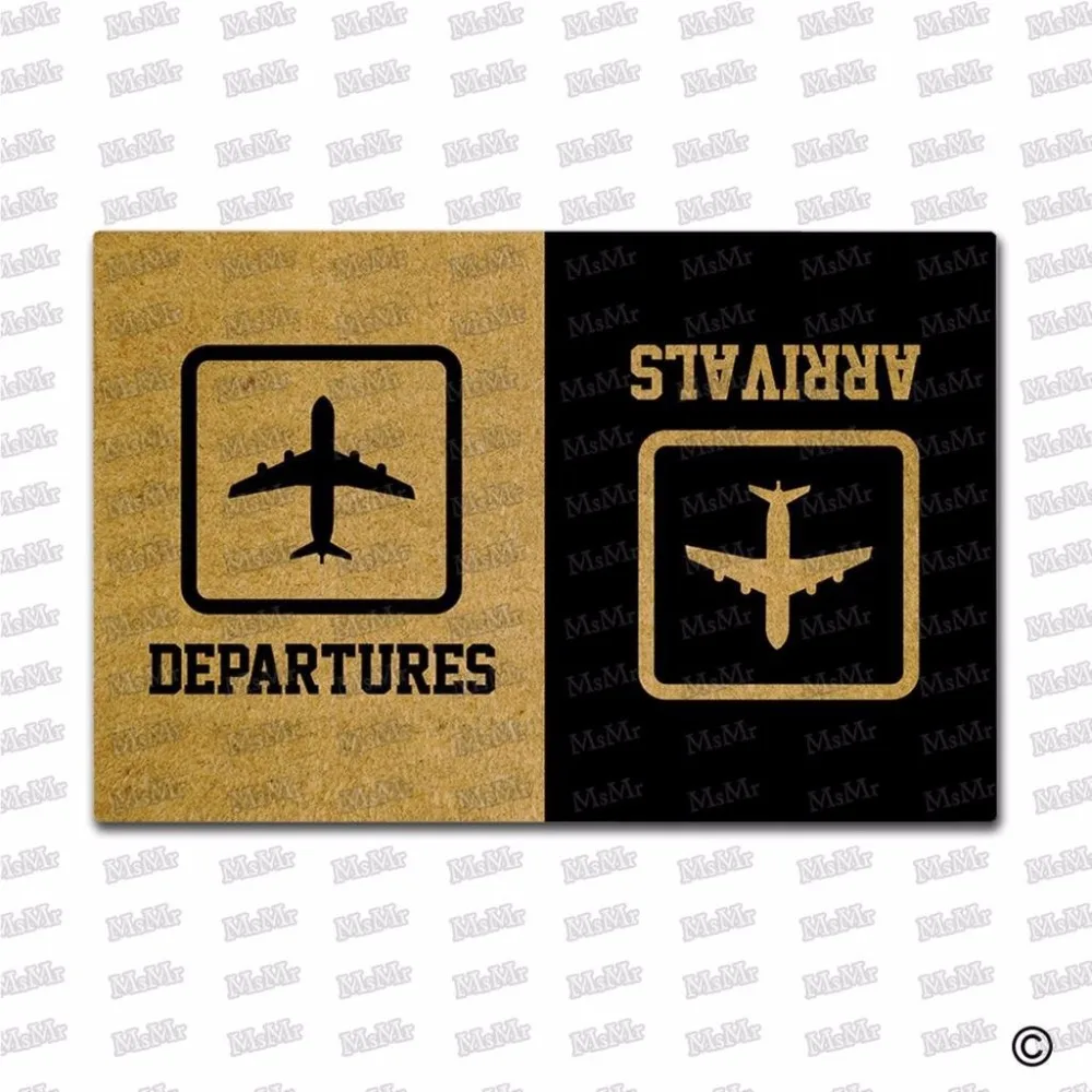 

Funny Arrival Departure Welcome Mat Entrance Novelty Doormats home door Floor mat Geek Airport Sign Non Slip Rubber Mats Rug