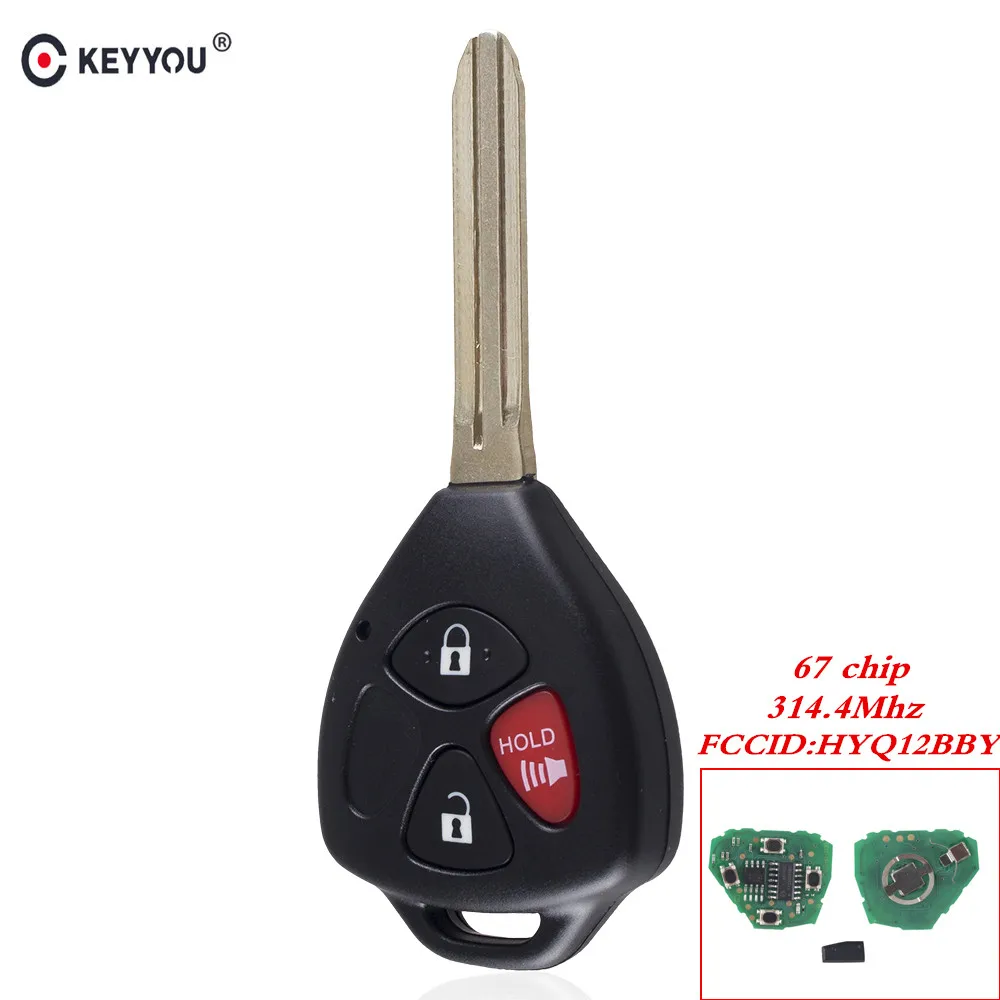 Ключ KEYYOU для Toyota Rav4 Yaris Venza Scion 3 кнопки 4D67 2006 2007 2008 2009 2010 HYQ12BBY|Ключ от авто| |