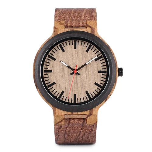 Бобо птица P30 деревянные часы для мужчин женщин минималистский кварцевые наручные часы с кожаным ремешком персонализированные - Цвет: P30-3