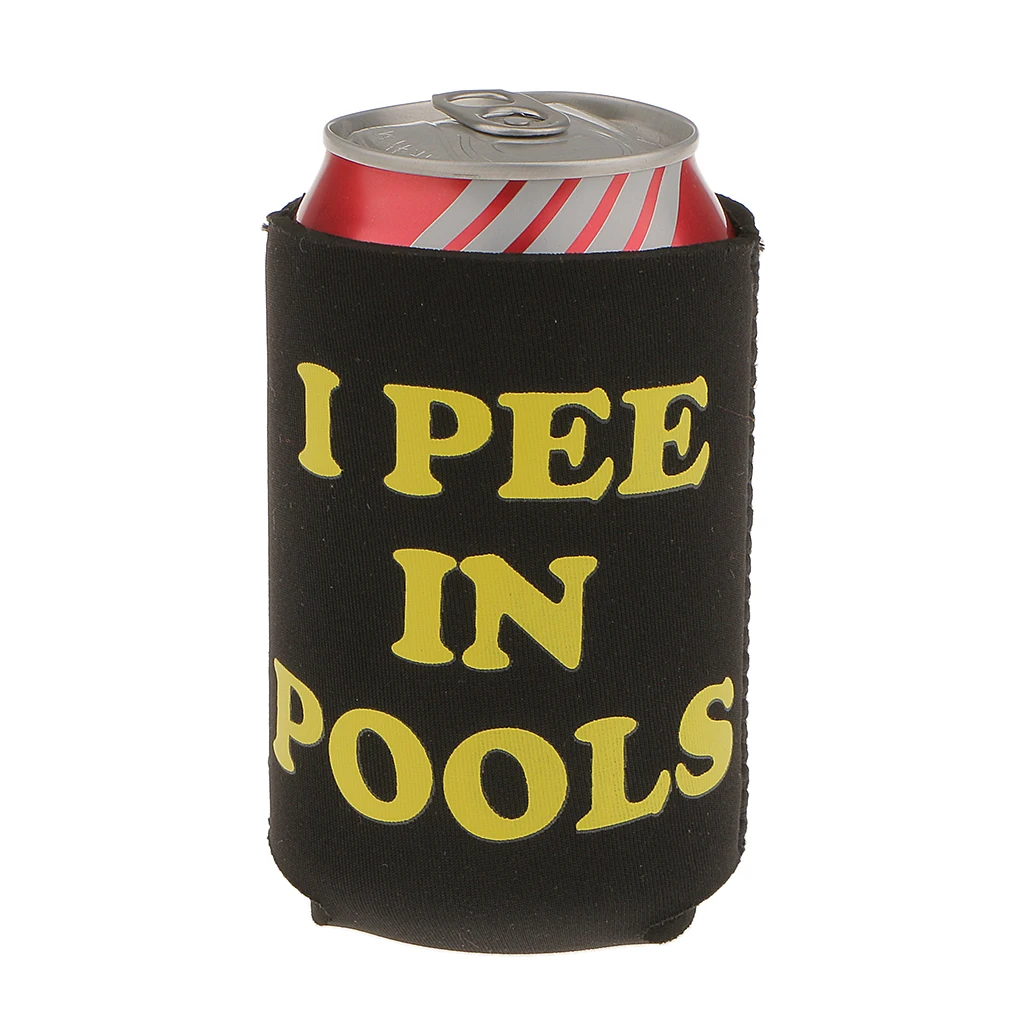 1 Pair I Pee in Pools Soda Beer Stubby Tin Can Cooler Chilling Holder Sleeve