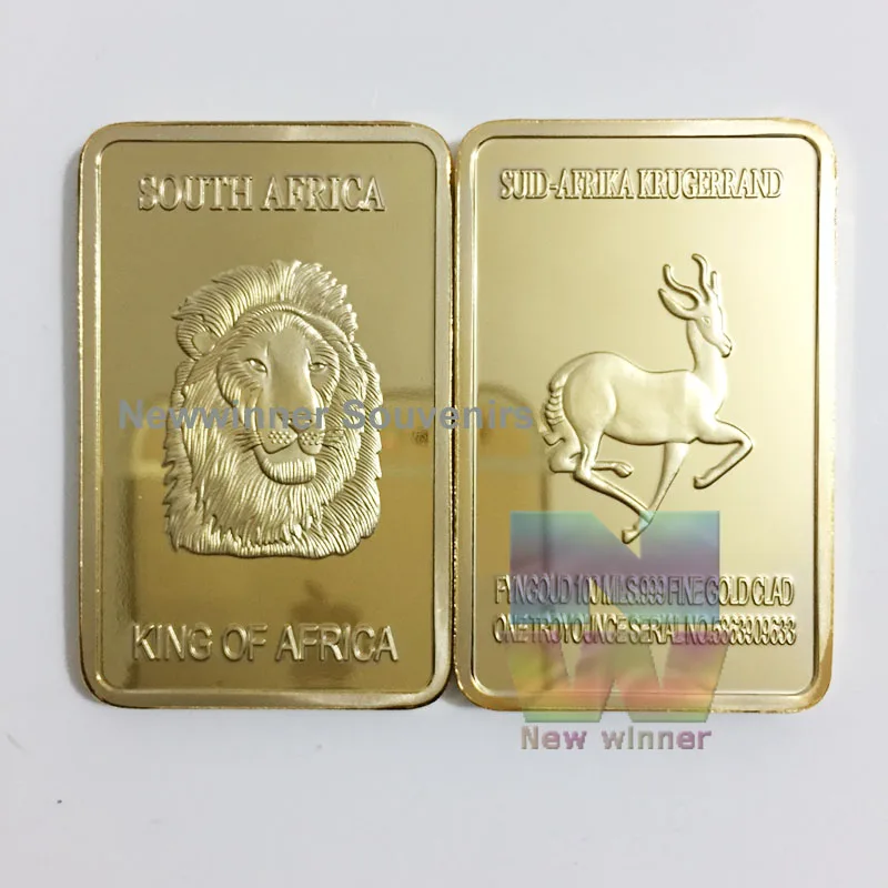 5 шт./лот 1 унц. King Африка 999 позолоченные Золотой слиток Южной африканских