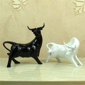 

Modern Concise Bull Statue Abstract Polyresin Buffalo Ox Sculpture Wildlife Ornament Room Decor Art Handicraft Souvenir Gift