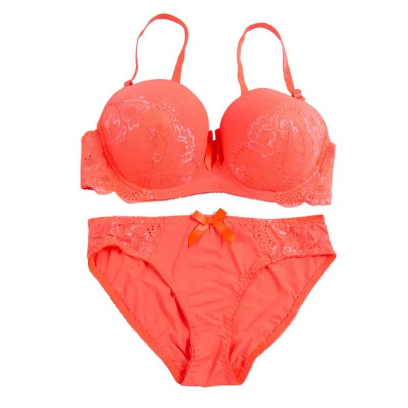 1pcs Female Women Bra + Briefs Set Solid Lace Sexy Lingerie Women Underwear Push Up Bra Plus Size Big Size Dropshipping
