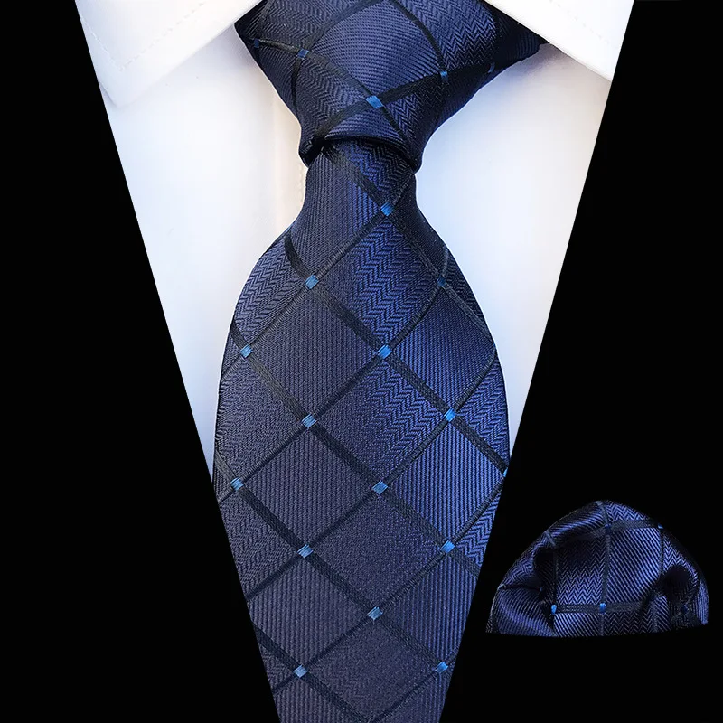 

Mens Tie Skinny Blue palid Polyester Silk Classic Jacquard Woven Extra long Tie Hanky Sets For Men Formal Wedding Party