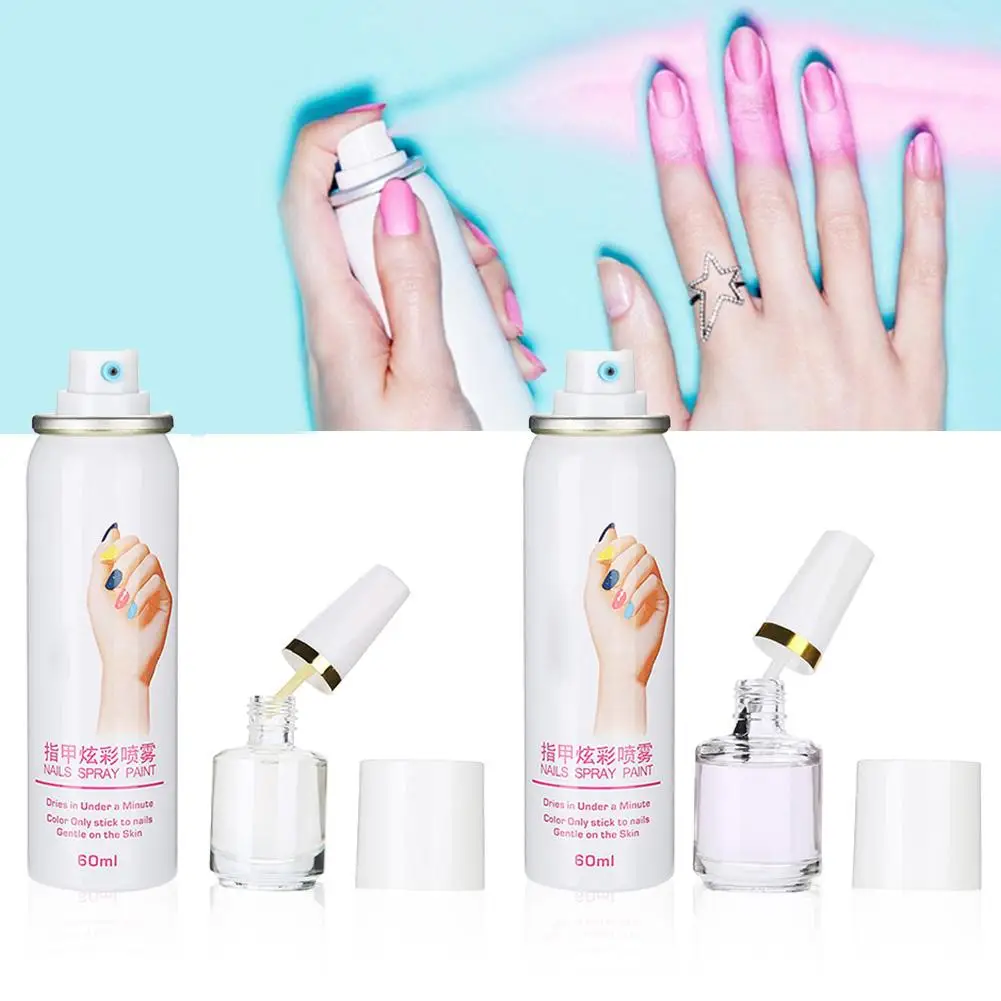 

60ml 6Colors Manicure Nail Polish Spray Base Coat Fast Drying Spraying Easy Washing Nail Spray Art Manicure Tool