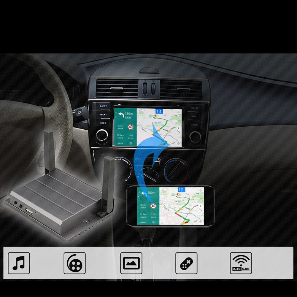 

Wireless Durable 12V 1080P Black Converter WIFI Home Mirror Link Box DLNA HDMI Car Aluminum DVD Adapter For Smartphone 5G
