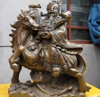 

xd 003206 Chinese Fengshui Bronze treasure bowl Wealth God On Horse Mammon Buddha statue