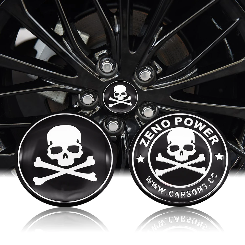 

4pcs 56mm 3D Skull Zeno Power Car Steering Tire Wheel Center Badge Sticker Hub Cap Emblem Decals Symbol Car Styling Decoration