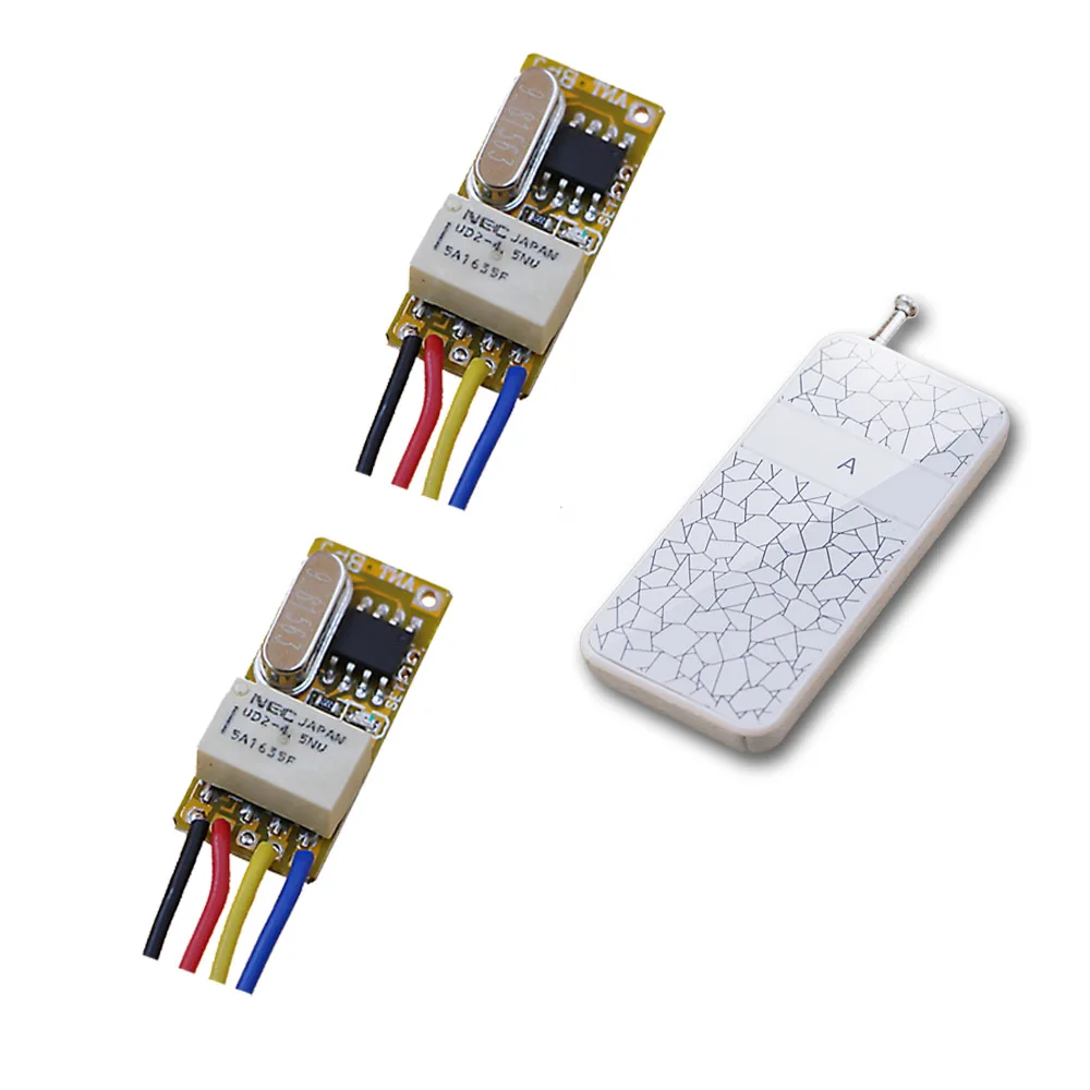 

DC 3.5V -12V Mini Relay 2 Receiver & Transmitter 3.7V 4.5V 5V 6V 9V 12V Micro Remote Control Switch Small RX TX