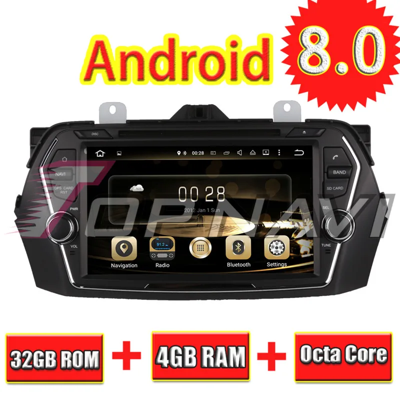 

TOPNAVI 8'' Android 8.0 Auto GPS Navigation Stereo for SUZUKI CIAZ / Alivio 2014- Car DVD Player Octa Core Radio 2 Din Video