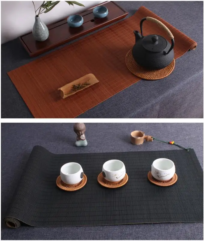 1 предмет Bamboo Чай коврик Шторы японском стиле Теплоизоляция Pad Чай столик-поднос флаг