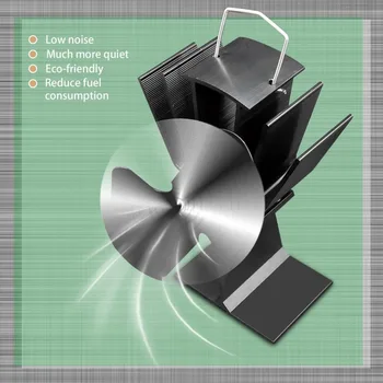 

Durable 2 Blades Aluminum Black Heat Powered Stove Fan Fuel Saving Eco-friendly Wood Burner Stove Fan