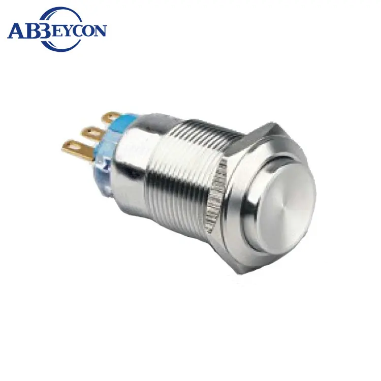 

19170 19mmhigh round head latching power logo illuminated1NO1NC 120v push button switch