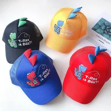 Шапка для маленьких мальчиков и девочек, бейсбольные кепки с рисунком маленького динозавра, новая весенне-летняя хлопковая детская шляпа, милая стильная солнцезащитная Кепка с сеткой