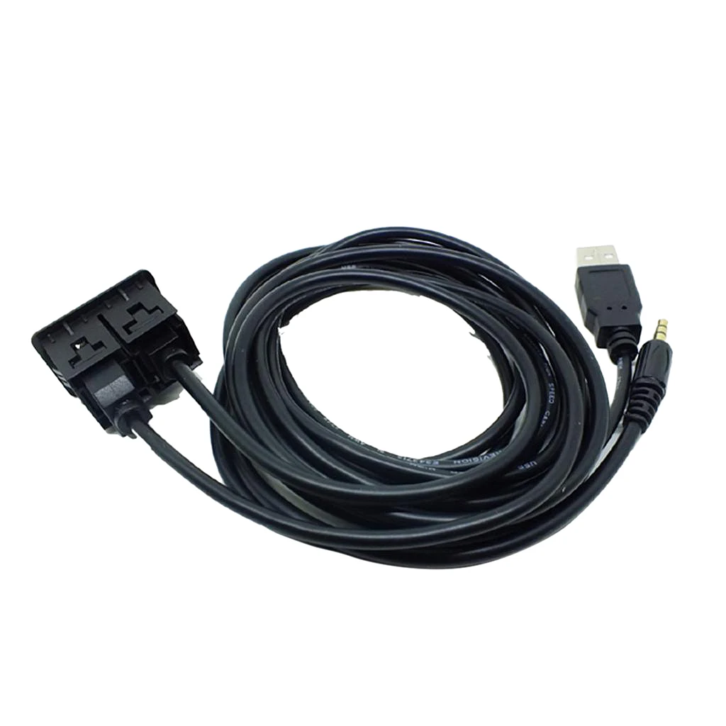 Car 3.5mm USB AUX Headphone Male Jack Flush Mount Mounting Adapter Panel