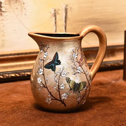 

Retro milk pot shape flower vase ornaments decorative vintage vase for modern home decors