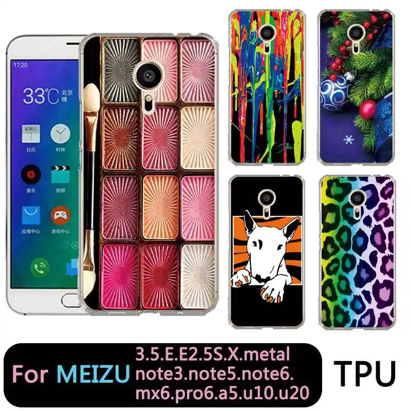 QMSWEI TPU Soft Phone Case For Meilan MX6 pro6 u20 E2 m3 M5 M5s metal Note3 U10 ClearEyeshadow Canvas Dog Leopard Print Cover |