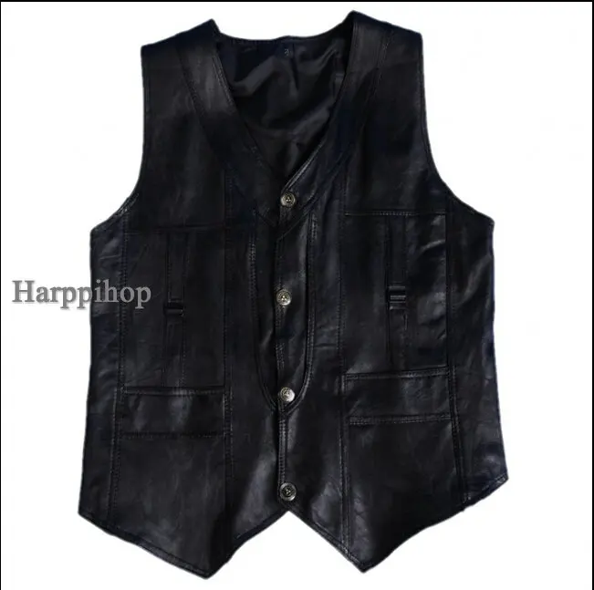 

Harppihop Men genuine sheepskin leather vest spring and summer vest fur male genuine leather plus size 5XL 6XL free shipping